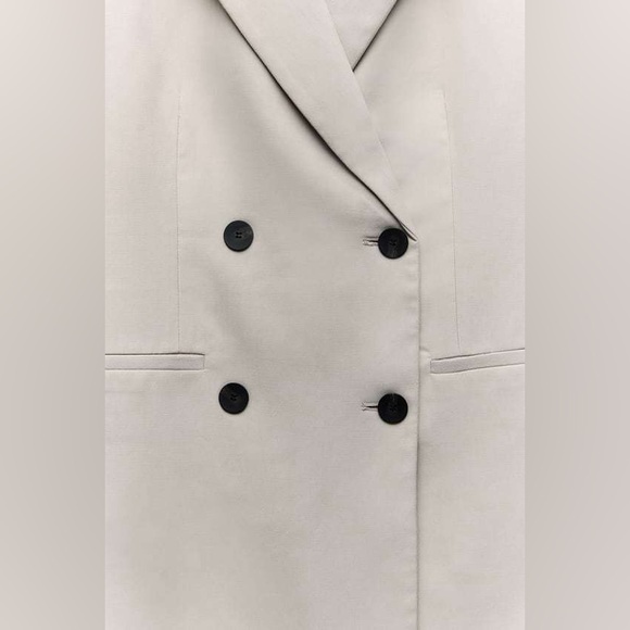 Zara grey blazer vest double breasted jacket - Picture 5 of 7